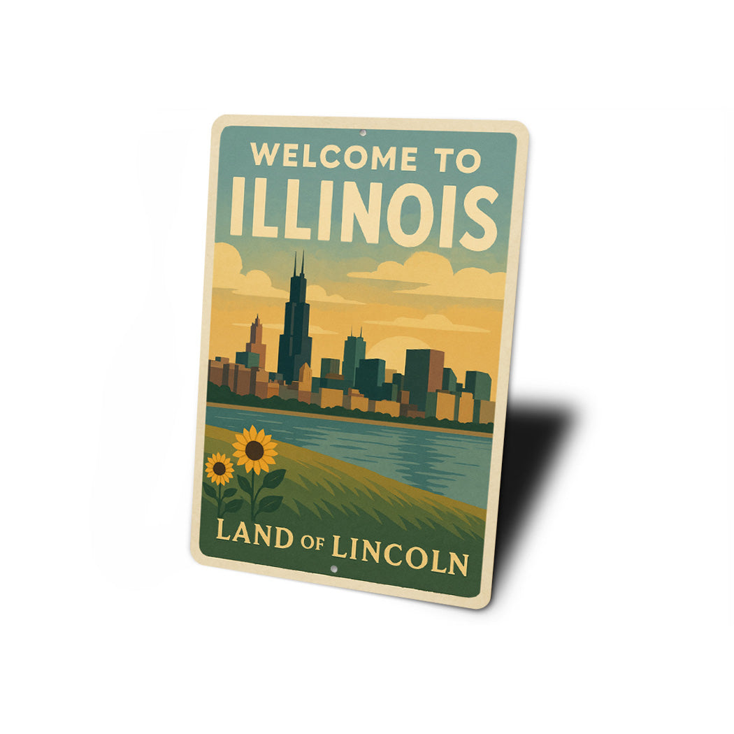 Welcome To Illinois Land Of Lincoln Sign