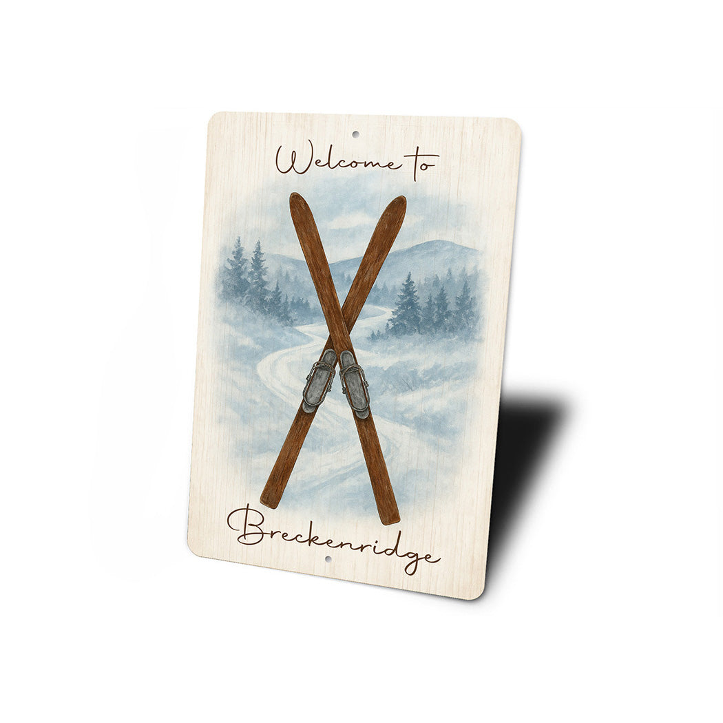 Welcome To Breckenridge Crossed Skis Sign