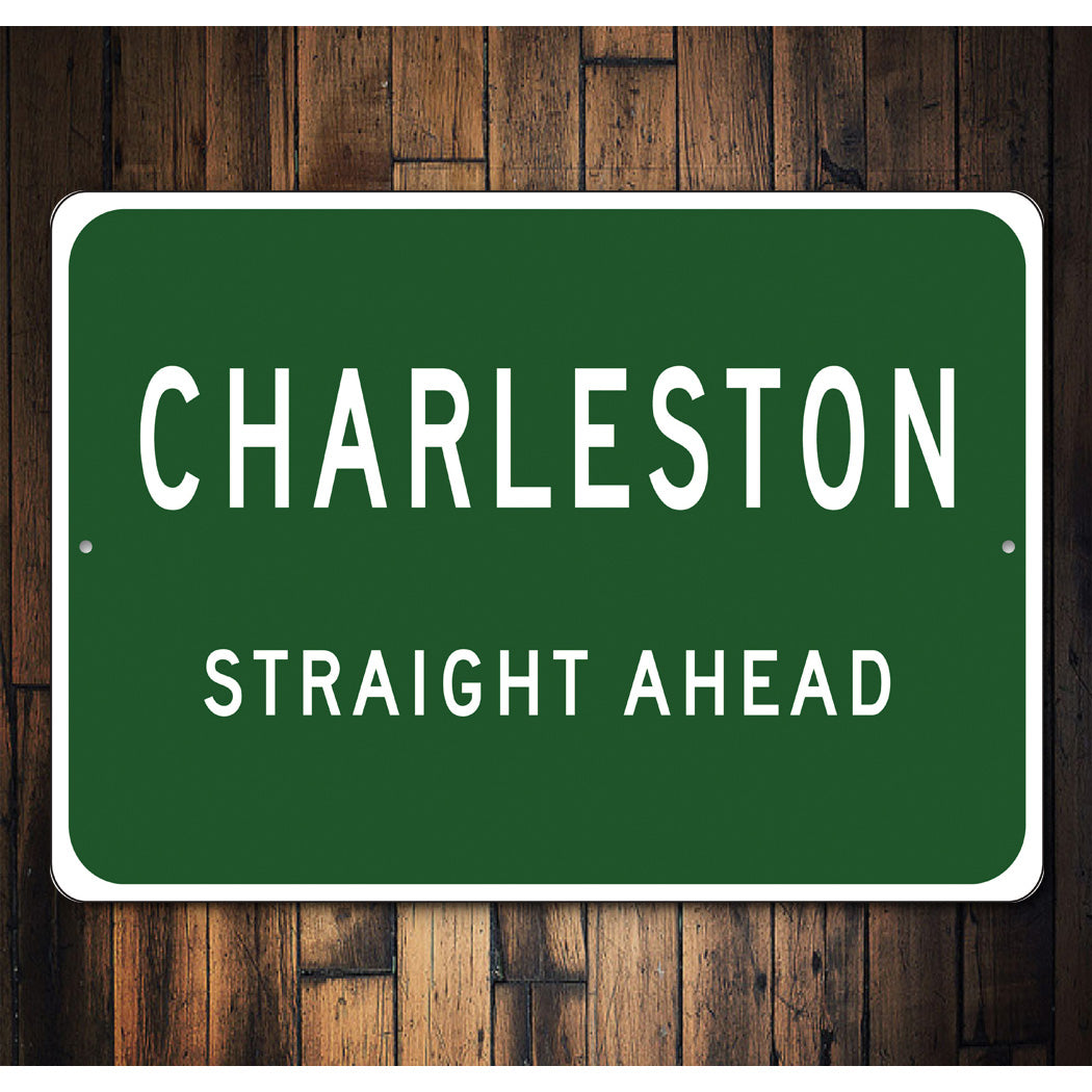 Straight Ahead City Limit Sign