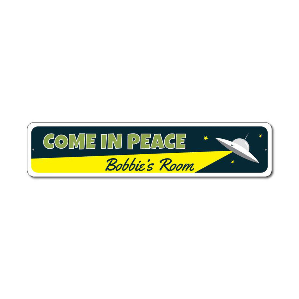 Kids Room UFO Metal Sign