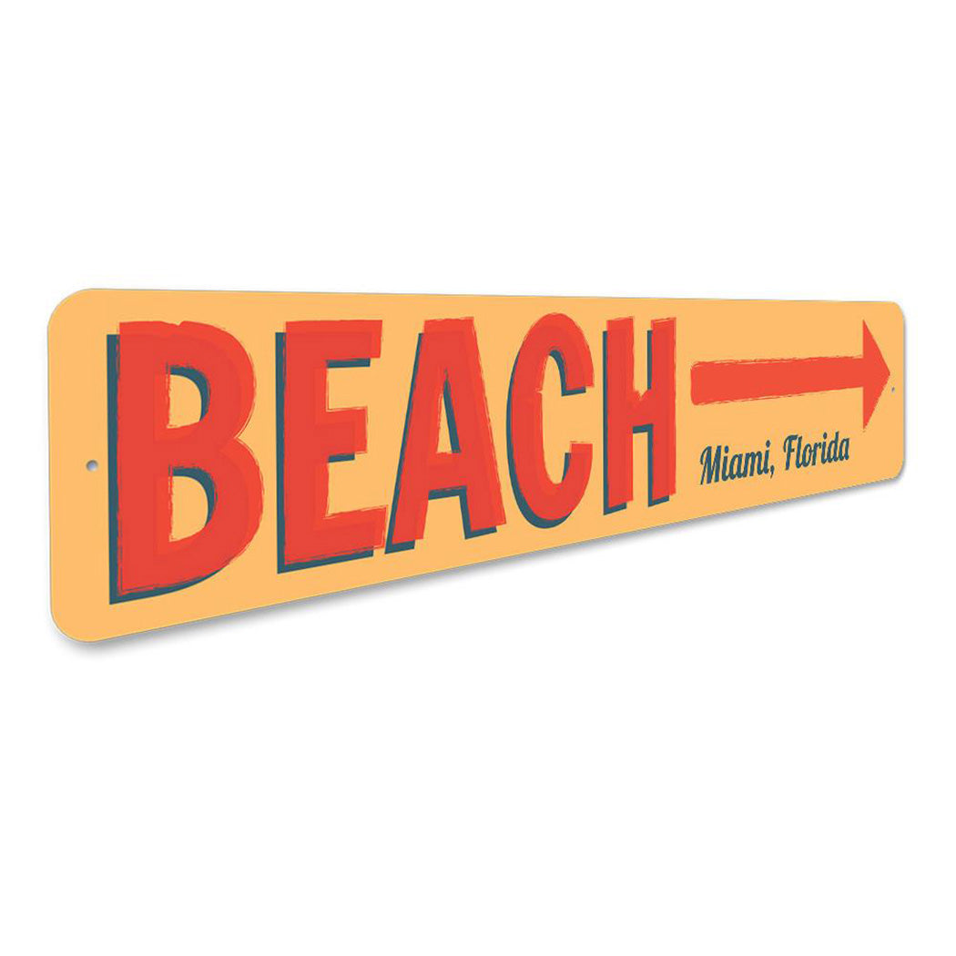Beach This Way Sign