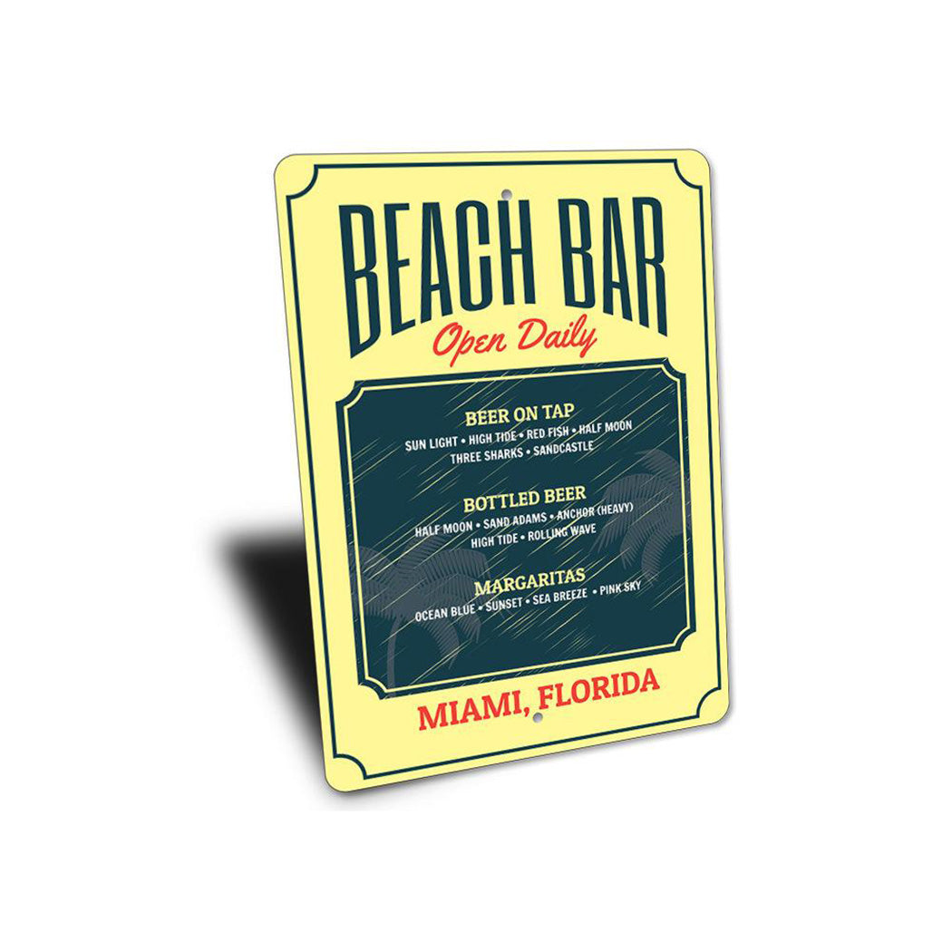 Beach Bar Menu Sign
