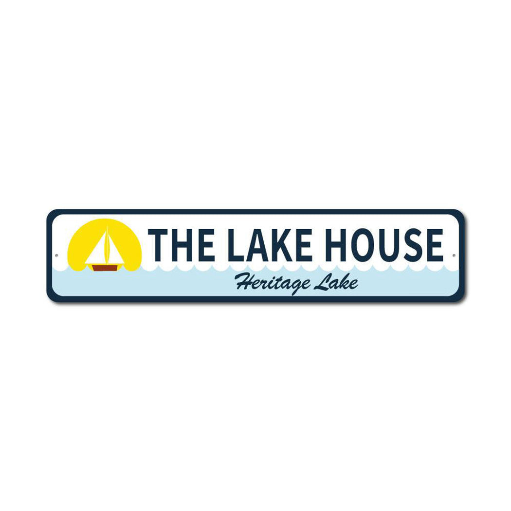 Sailboat Lake House Metal Sign