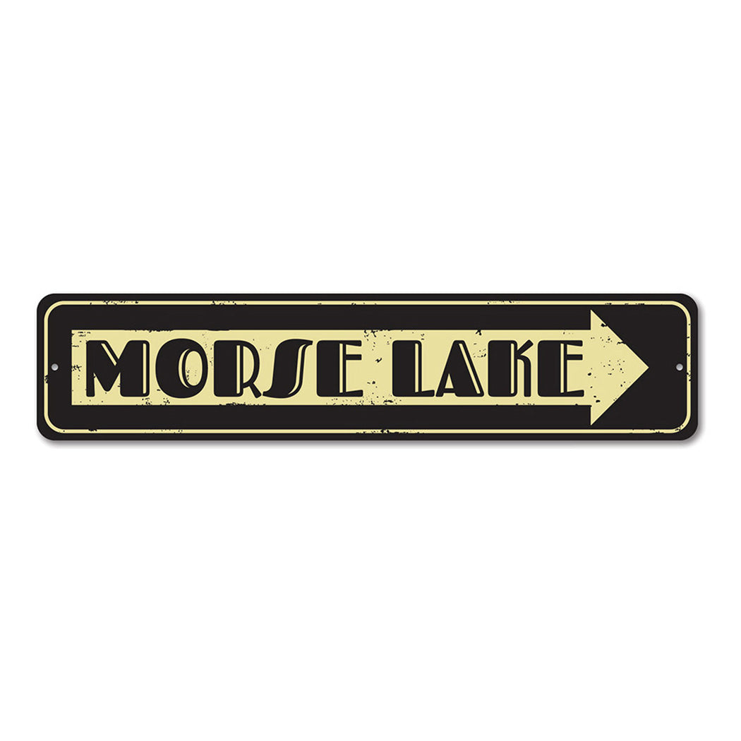 Lake Name Arrow Metal Sign