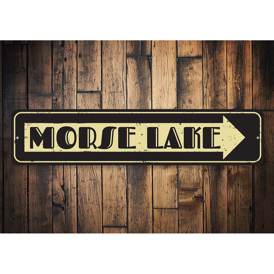 Lake Name Arrow Sign