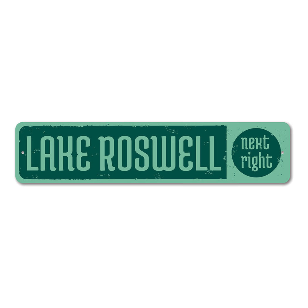 Lake Next Right Metal Sign