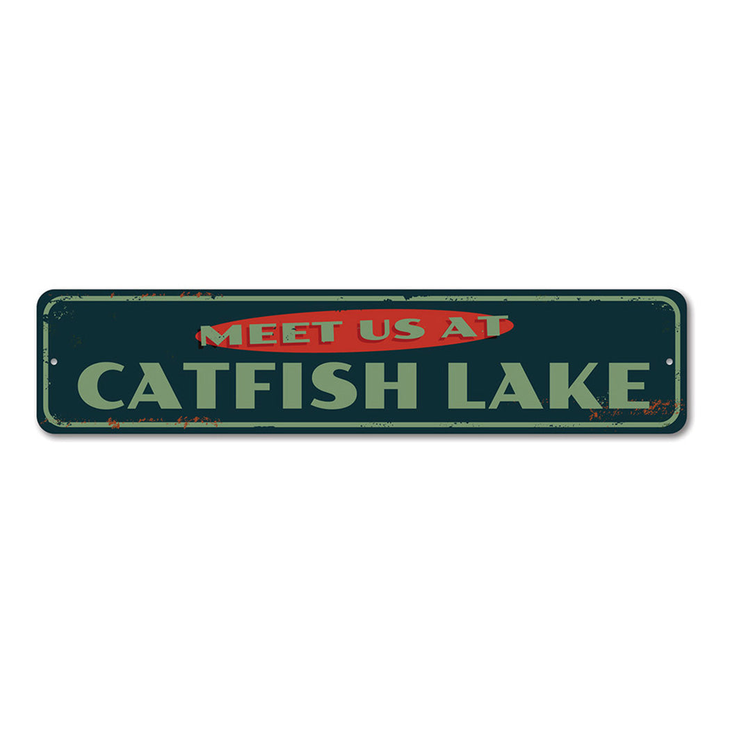 Meet Us At Lake Name Metal Sign