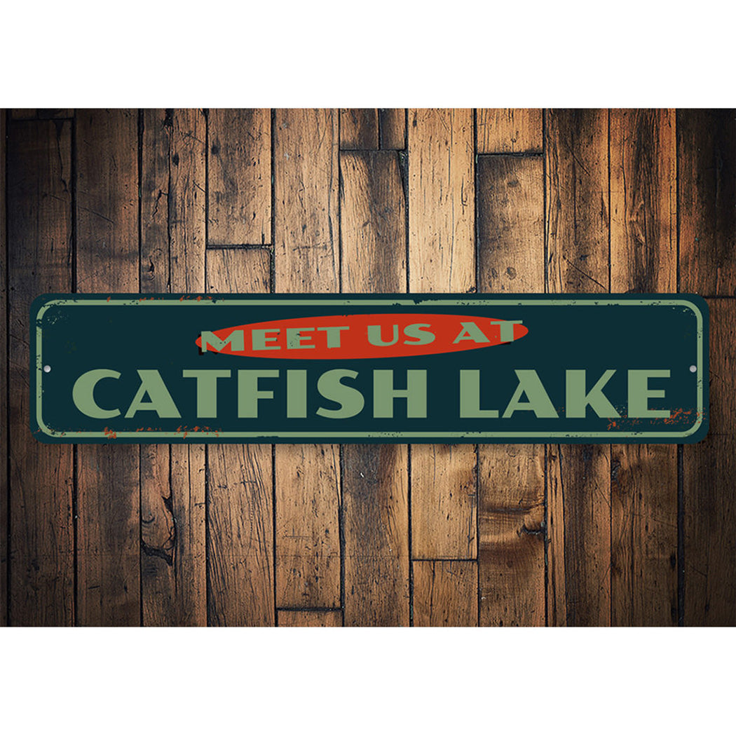 Meet Us At Lake Name Sign