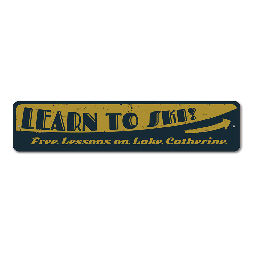 Lake Ski Metal Sign