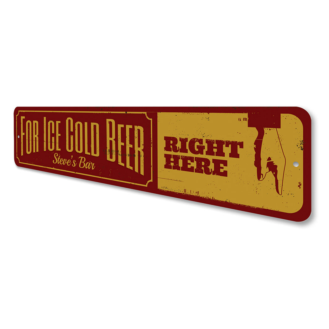 Ice Cold Beer Right Here Sign
