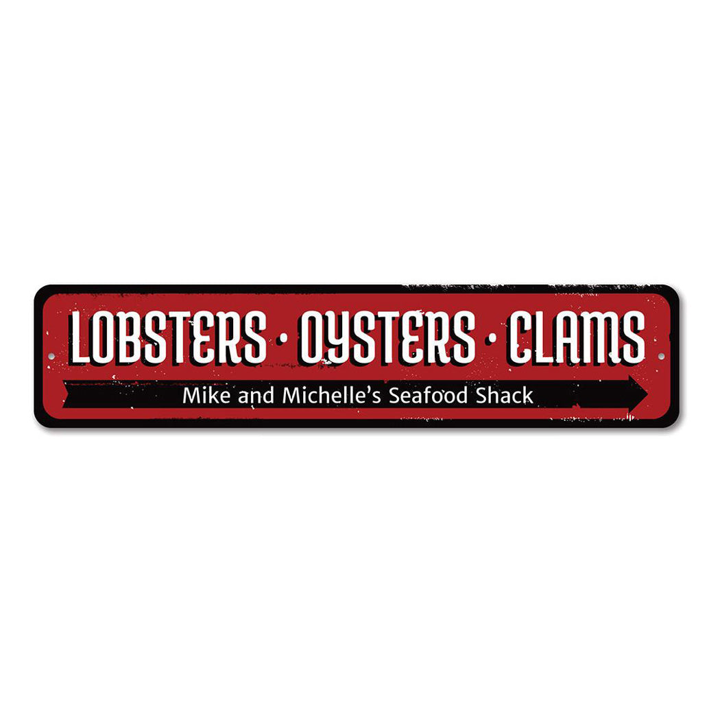 Lobsters Oysters Clams Metal Sign