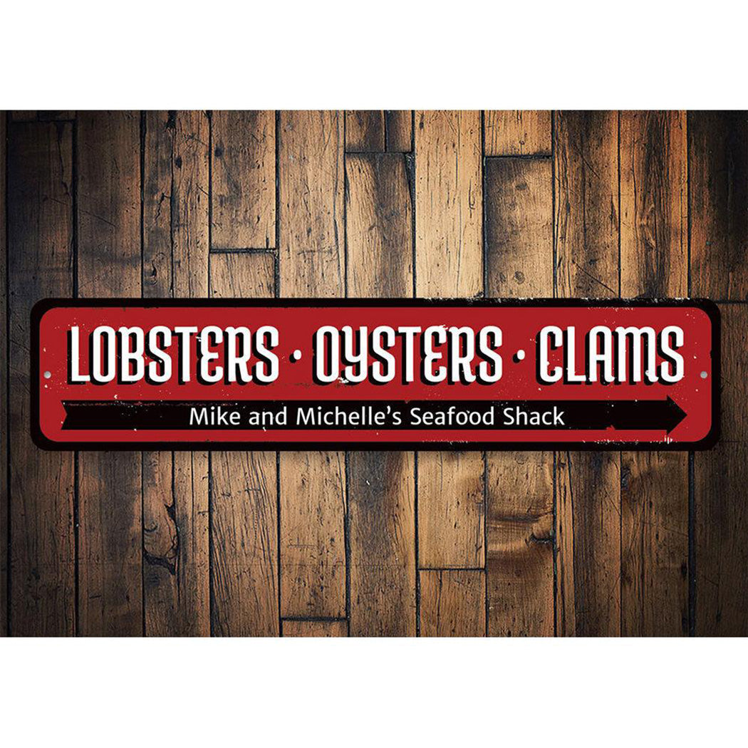 Lobsters Oysters Clams Sign