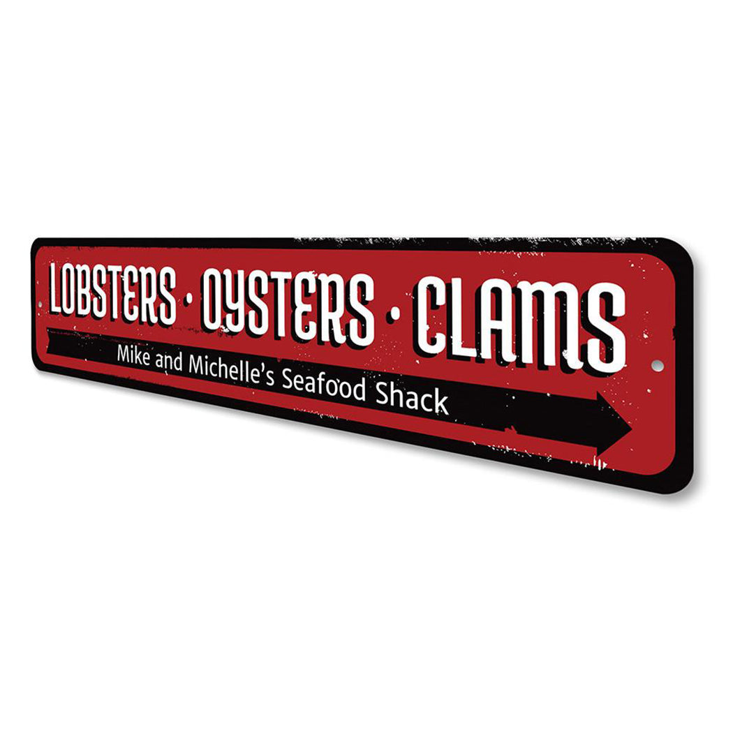 Lobsters Oysters Clams Sign