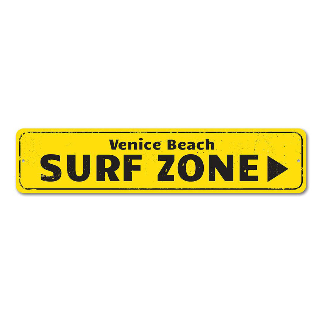 Surf Zone Metal Sign