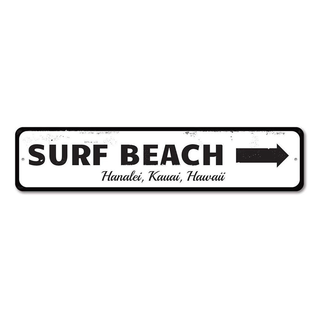 Surf Beach Metal Sign