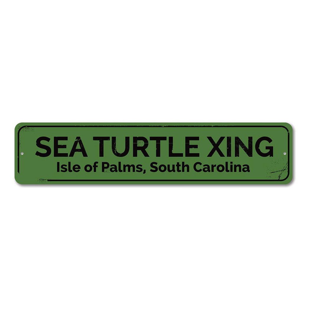 Sea Turtle Crossing Metal Sign