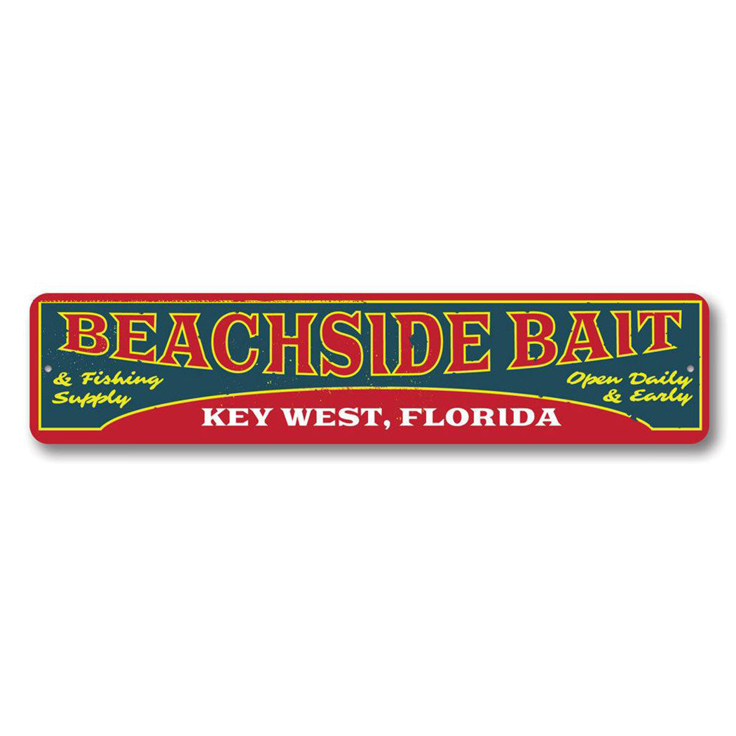 Beachside Bait Metal Sign