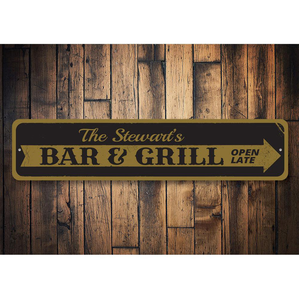 Bar & Grill Arrow Sign