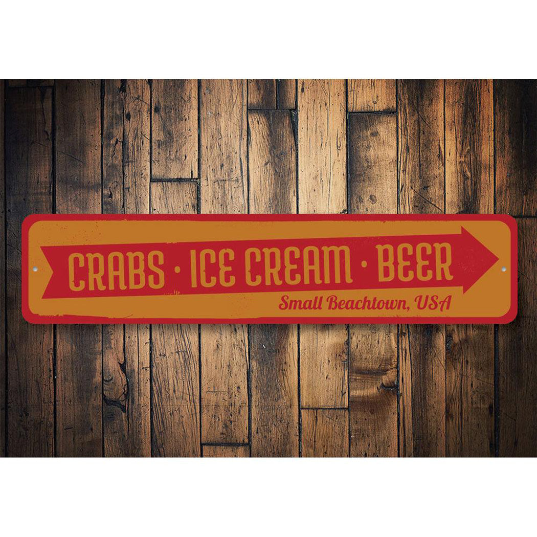 Crabs Ice Cream Beer Sign