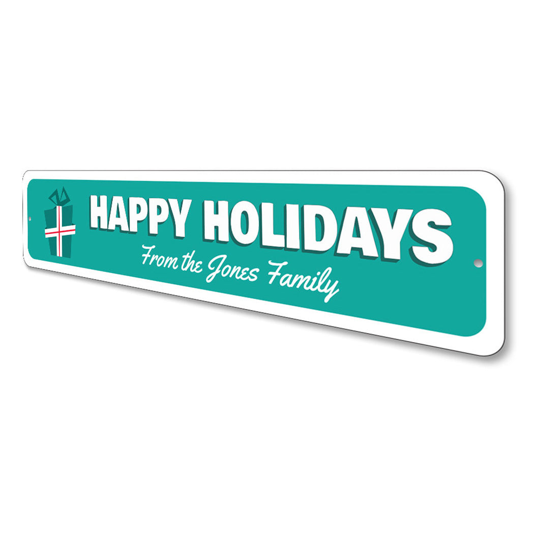 Happy Holidays Present Sign