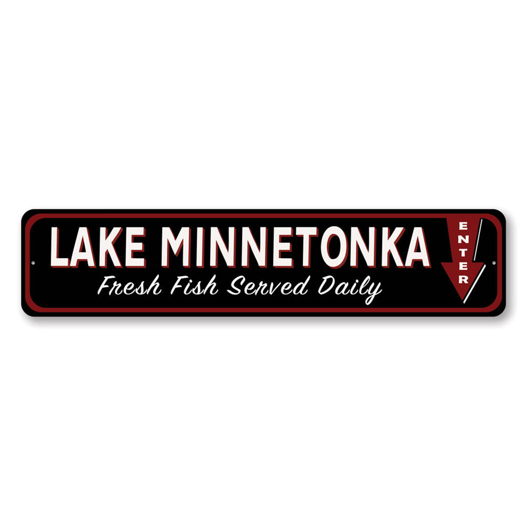 Fresh Fish Lake Metal Sign