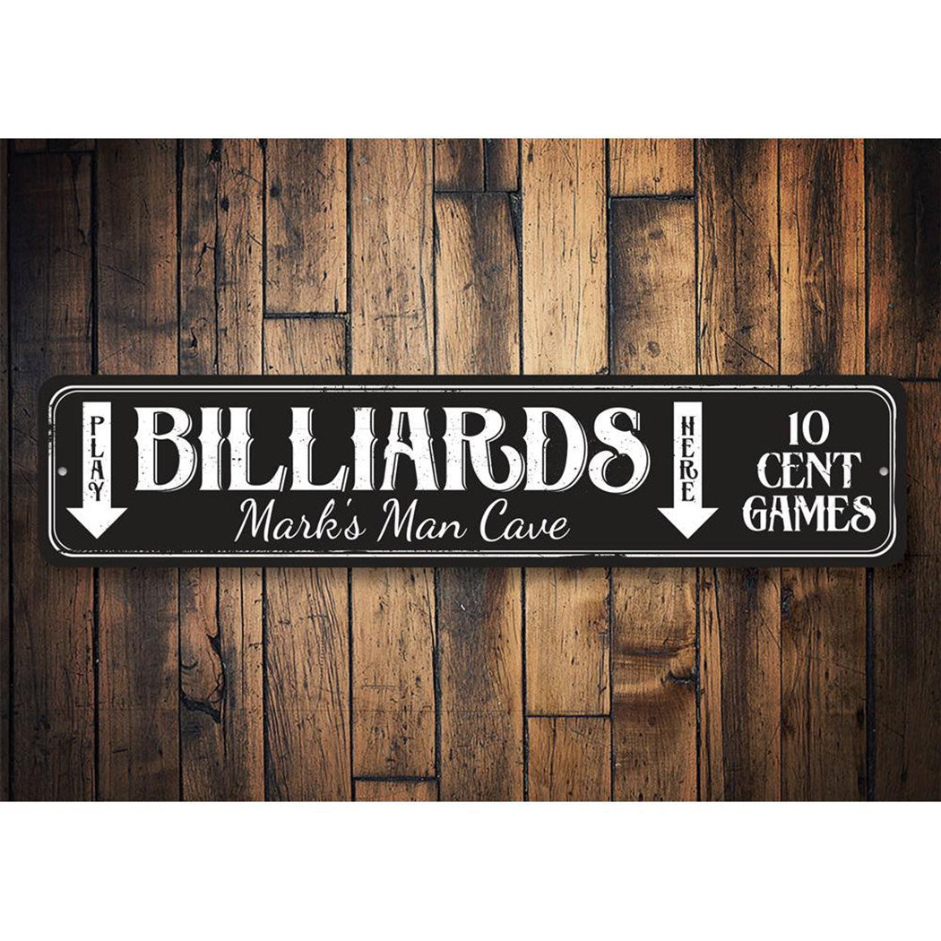 Play Billiards Here Sign