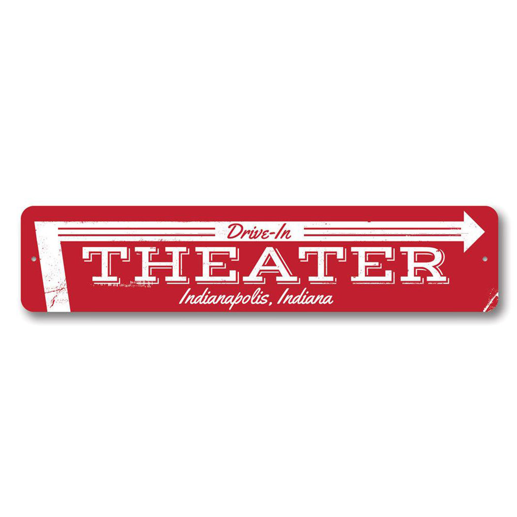 Drive-In Theater Arrow Metal Sign