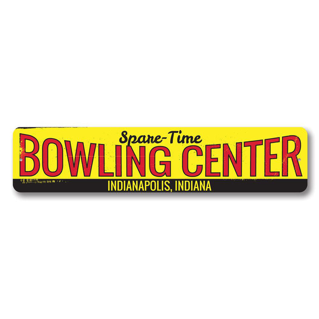 Bowling Lane Metal Sign