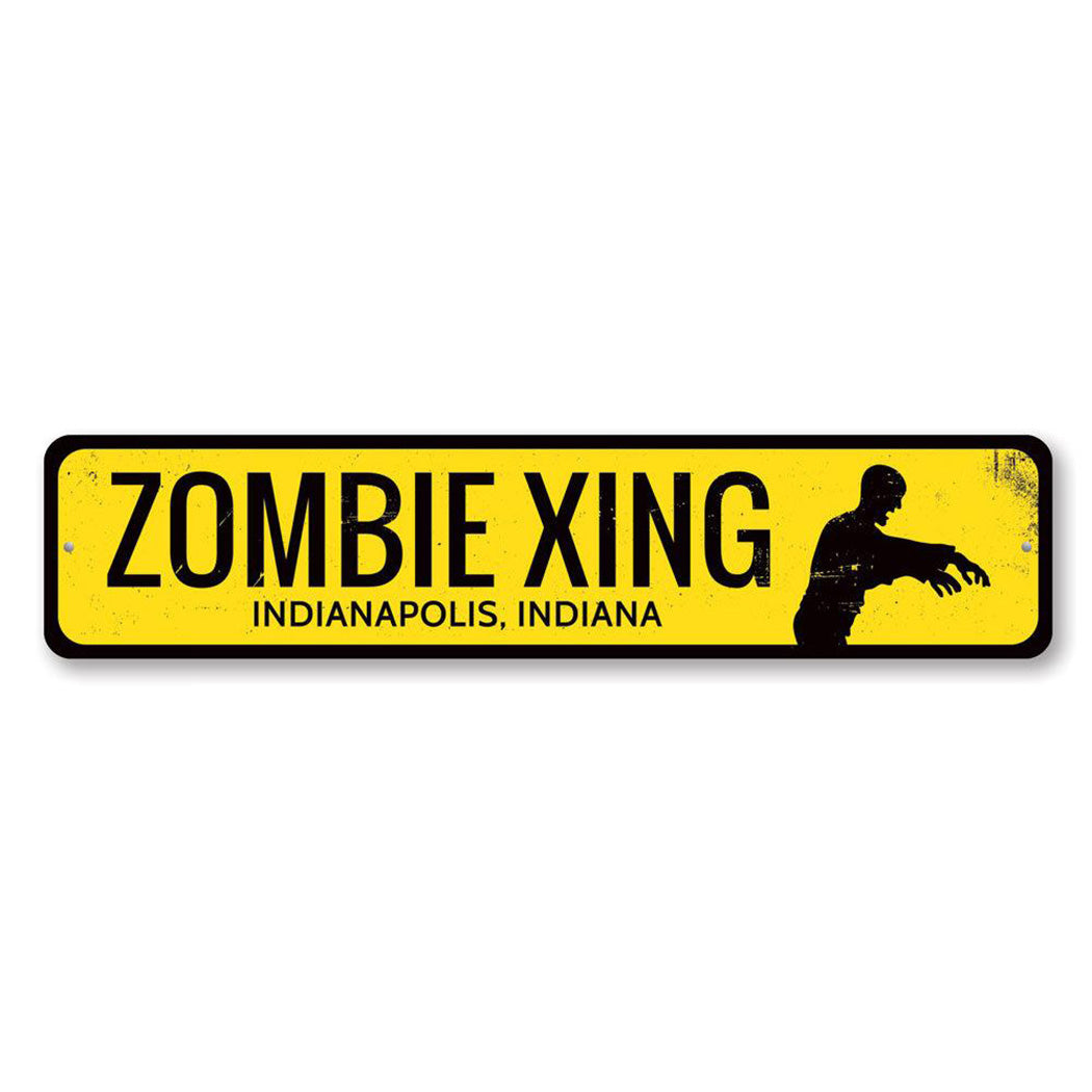 Zombie Crossing Metal Sign