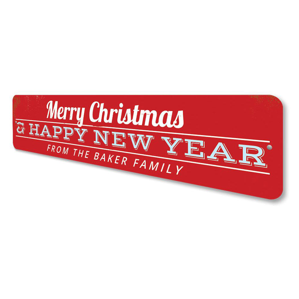 Merry Christmas & Happy New Year Family Sign