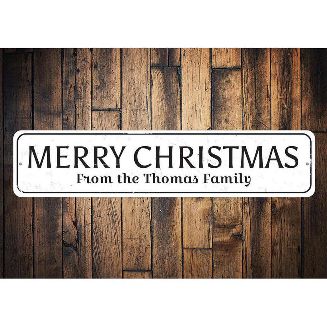 Merry Christmas Family Name Sign