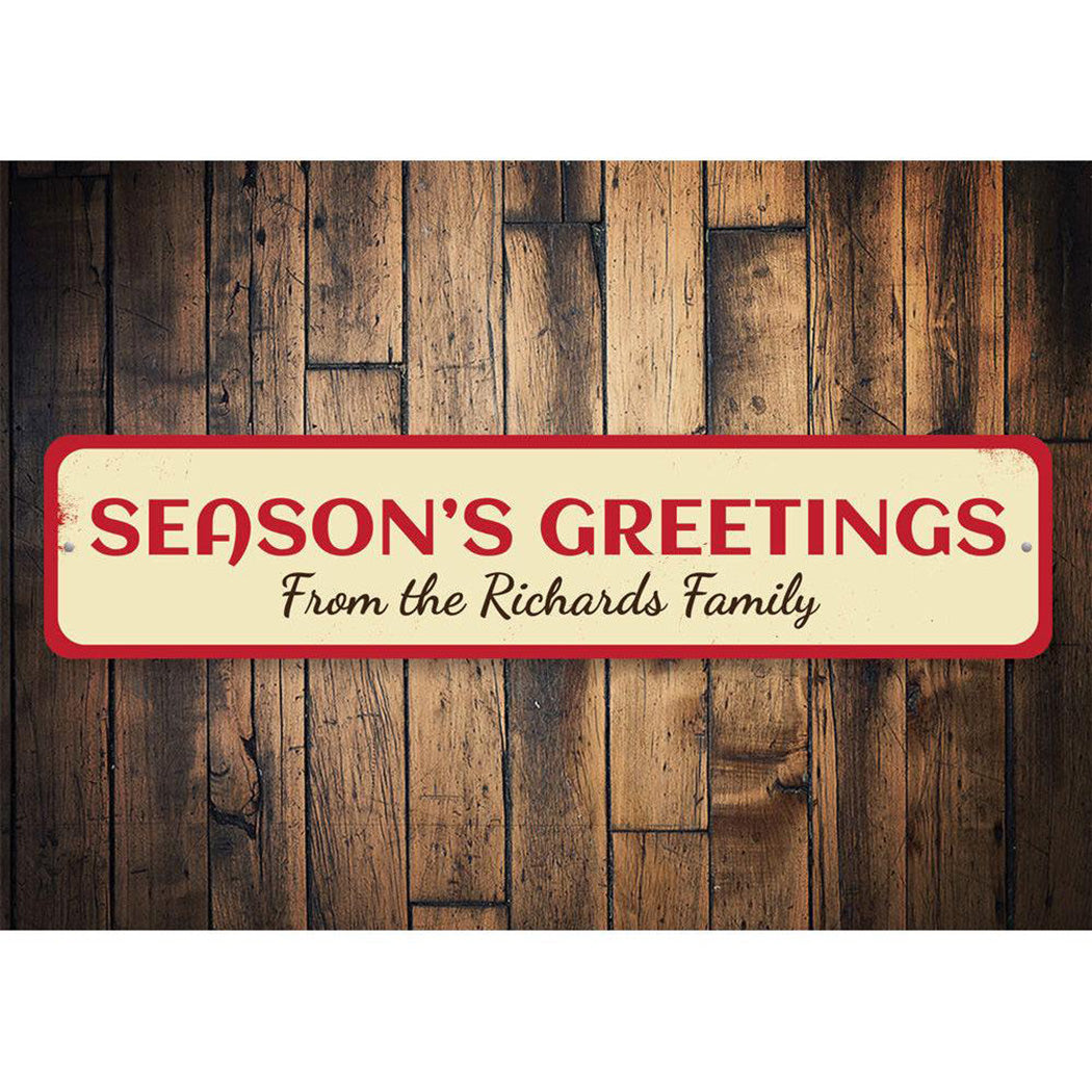 Season's Greetings Family Name Sign