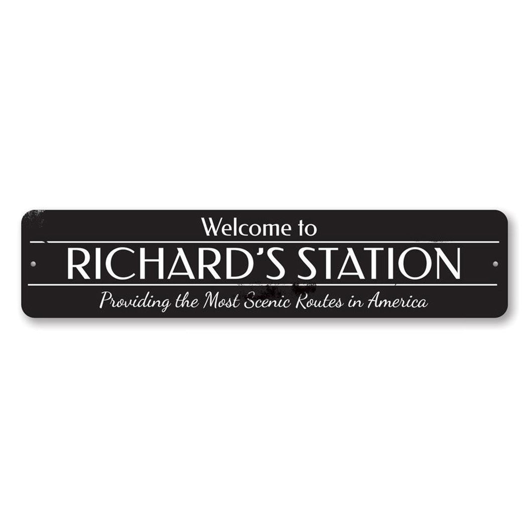 Train Station Welcome Metal Sign