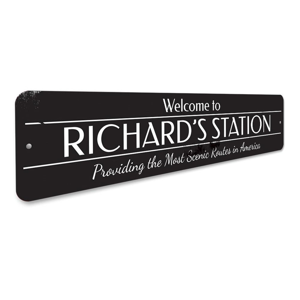 Train Station Welcome Sign