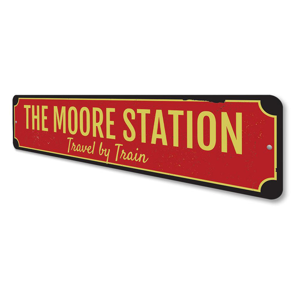 Family Train Station Sign
