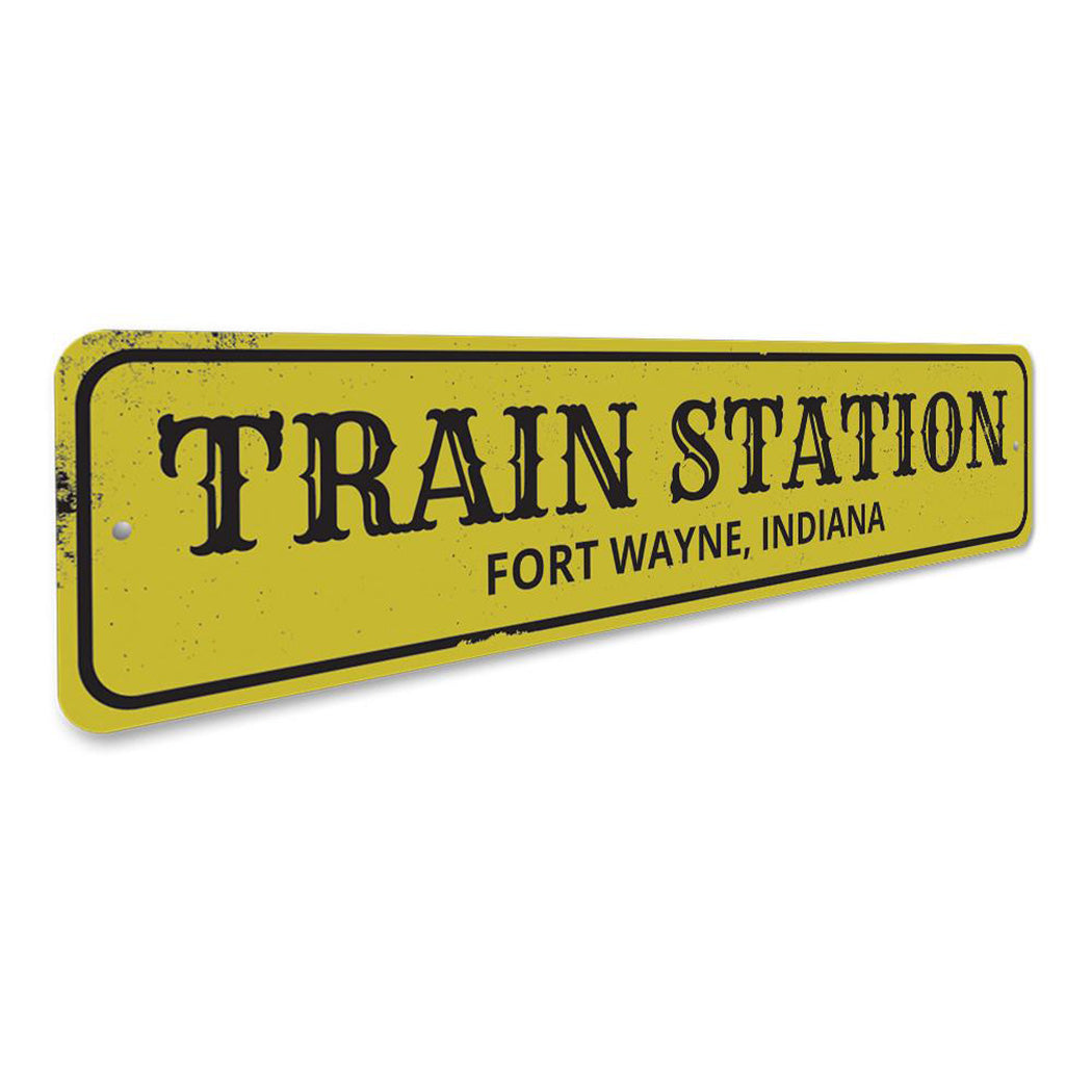 Train Station City State Sign