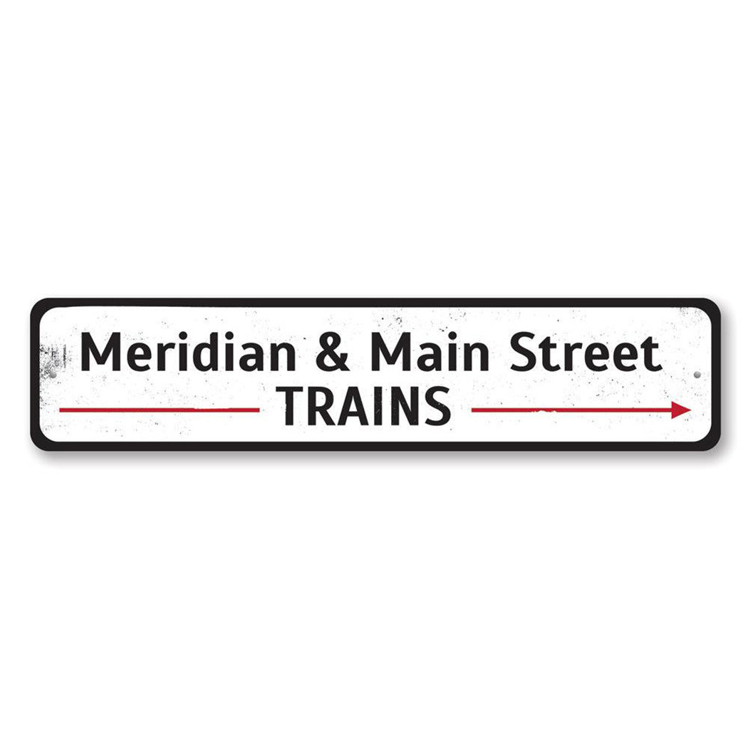 Train Station Intersection Metal Sign