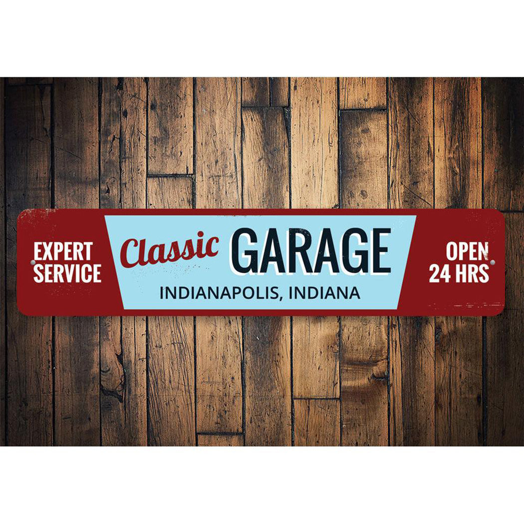 Classic Garage City State Sign