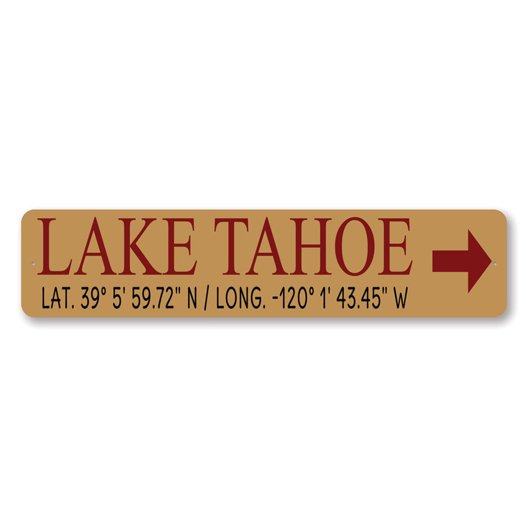 Custom Lake Latitude Longitude Arrow Sign