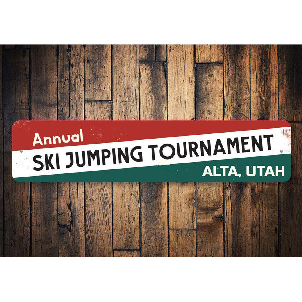Annual Ski Jumping Tournament Sign