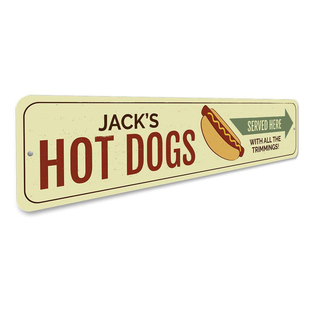 Hot Dogs Served Here Sign