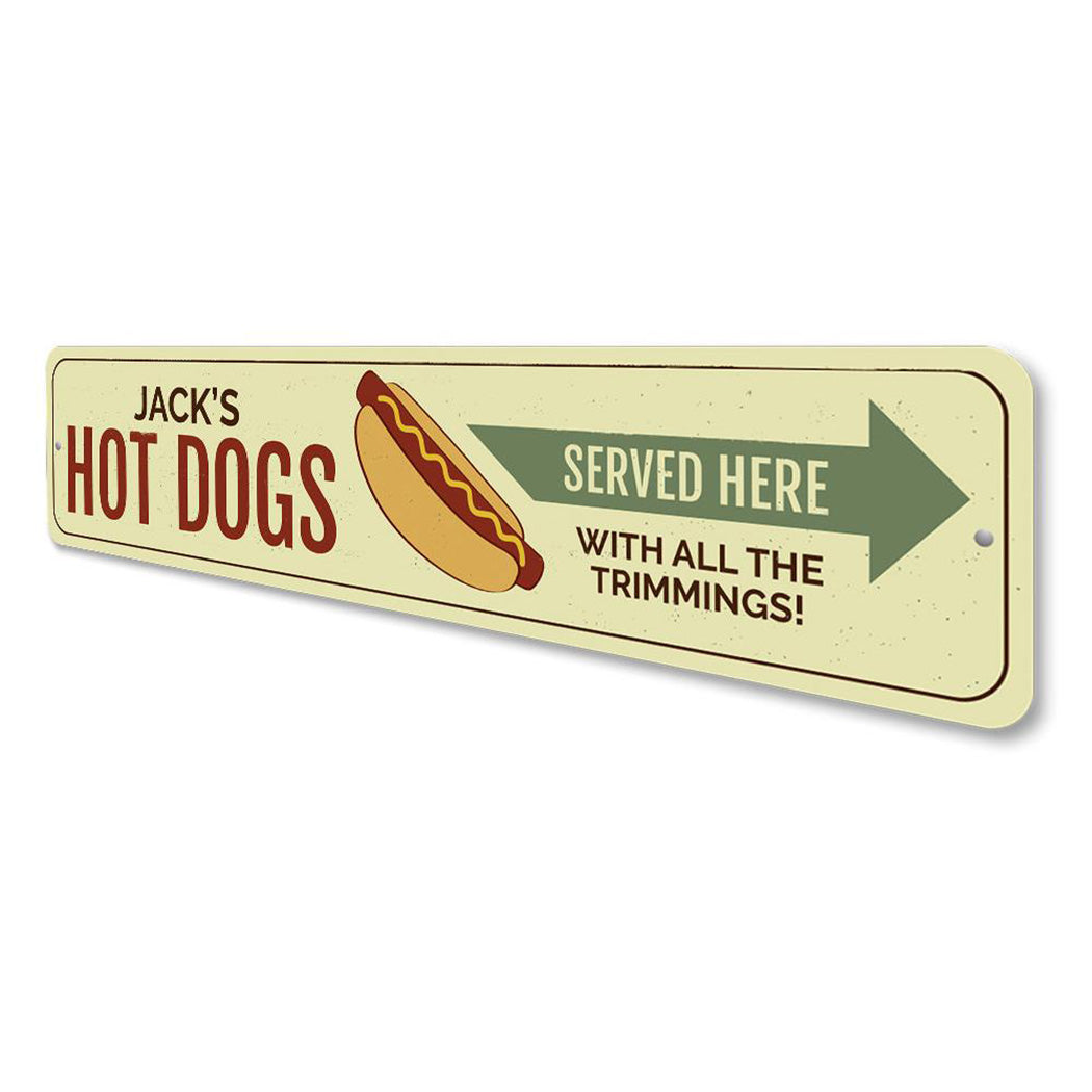 Hot Dogs Served Here Sign