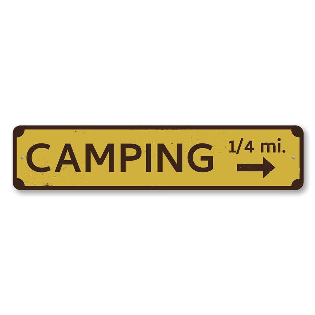 Camping Mileage Metal Sign