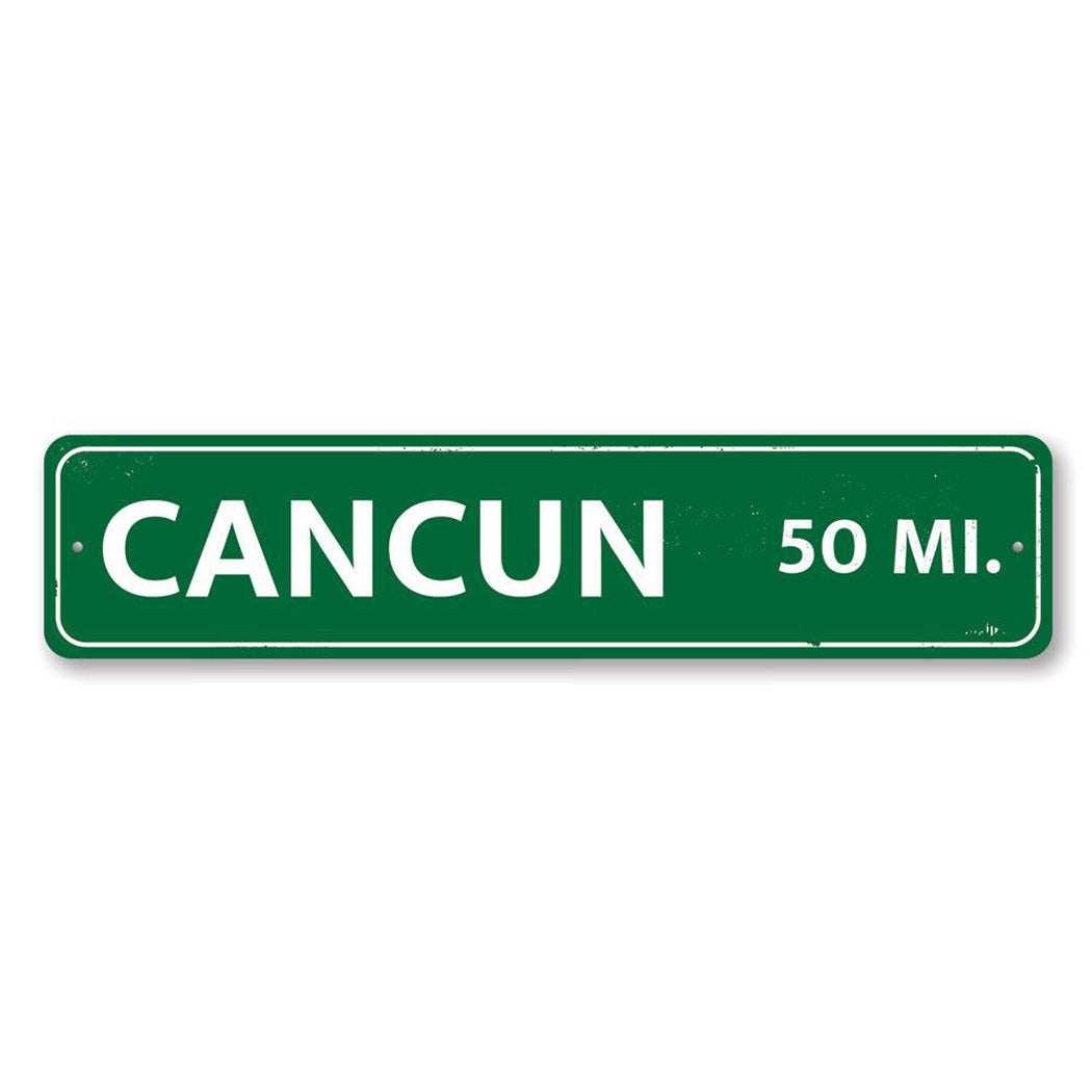 Mileage Destination Metal Sign