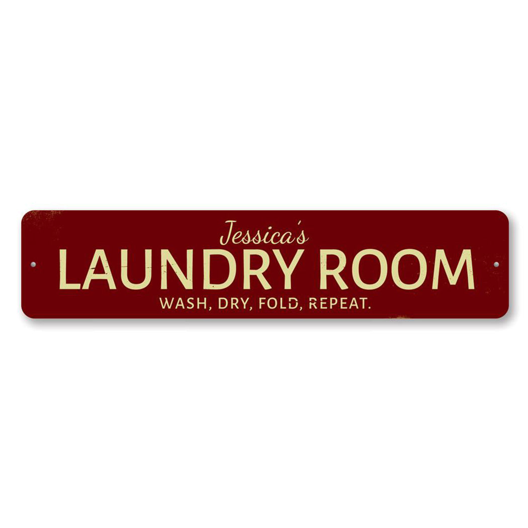 Wash Dry Fold Repeat Metal Sign