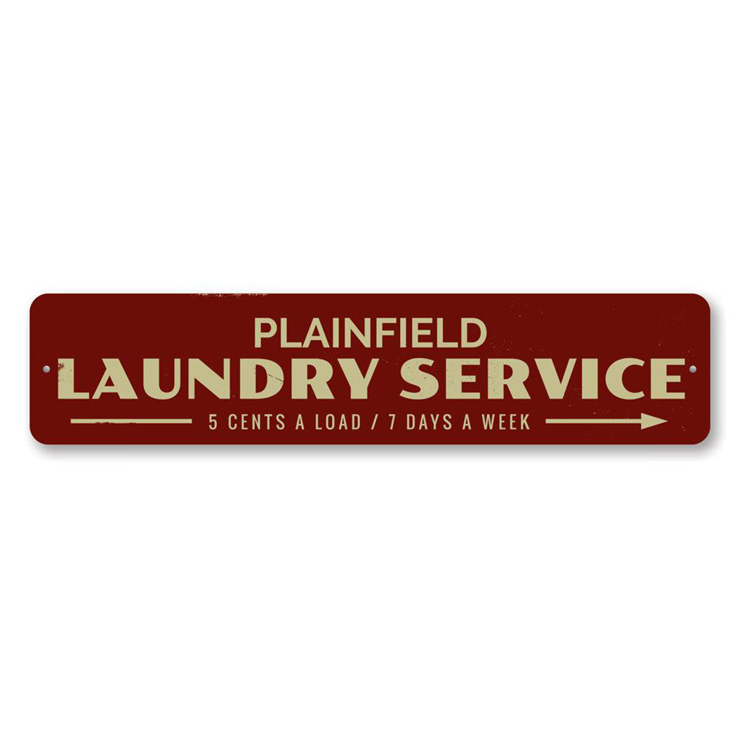Laundry Service Arrow Metal Sign