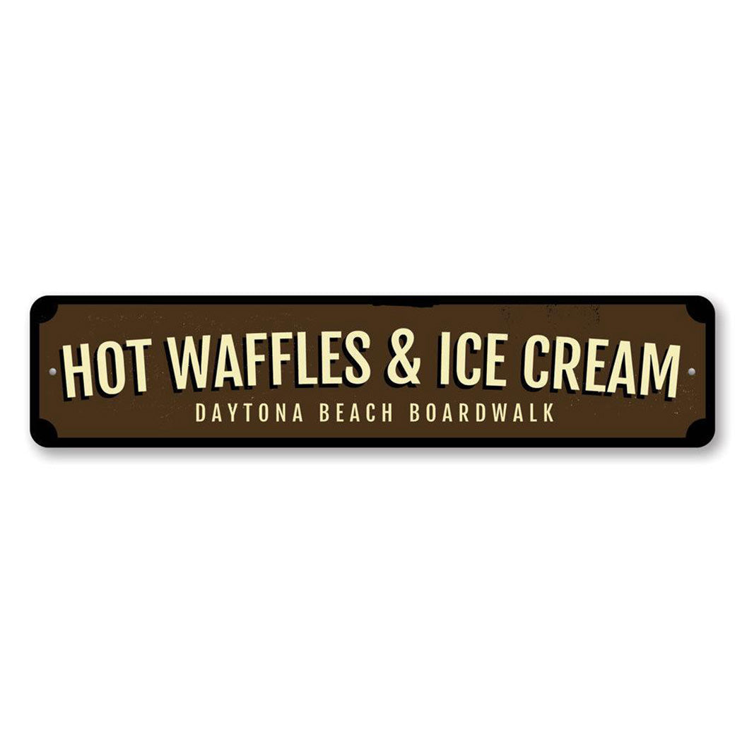 Hot Waffles & Ice Cream Metal Sign