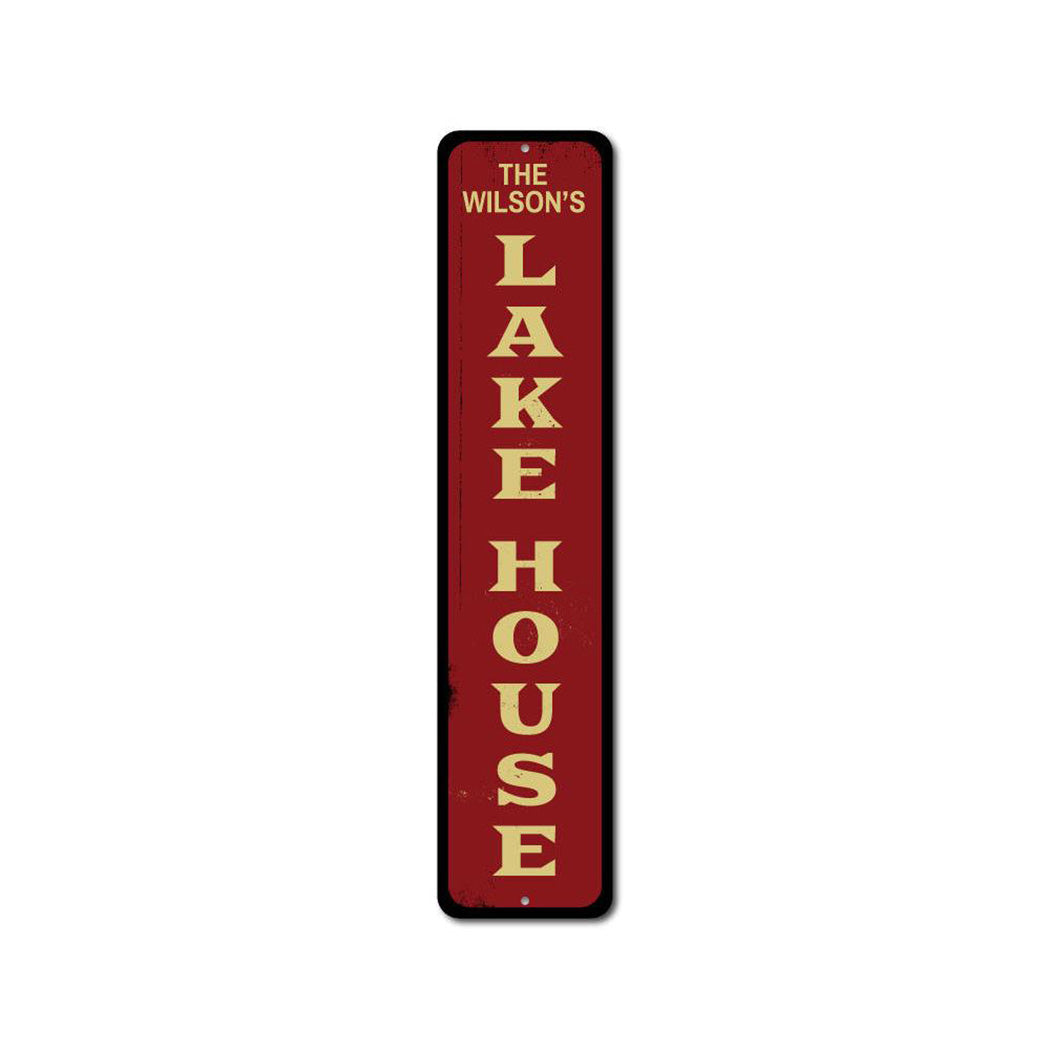 Lake House Vertical Metal Sign