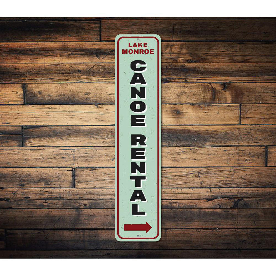 Canoe Rental Arrow Vertical Sign