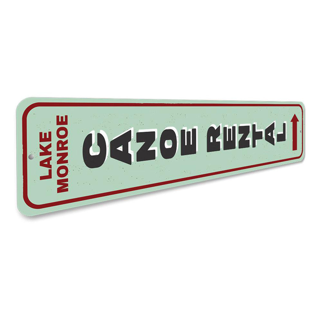 Canoe Rental Arrow Vertical Sign